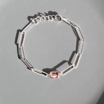 Sterling Silver Paperclip Bracelet With Light Amethyst, 3 of 8