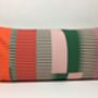 Combed Stripe Cushion, Vermillion, Green + Blush, thumbnail 4 of 5