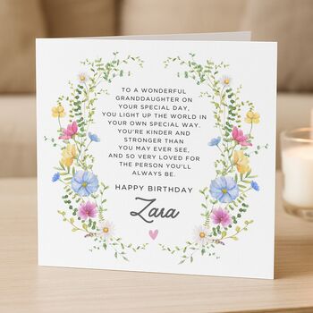 Birthday Poem Card Personalised For Granddaughter, 2 of 8