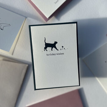 Hand Printed Birthday Card With Cat Illustration, 2 of 3