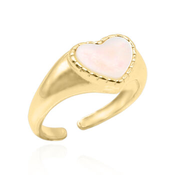 Cariad Heart Mother Of Pearl Ring | 18 K Gold Plated, 3 of 5