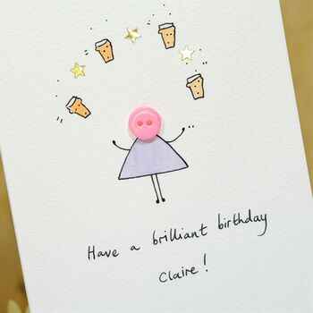 Personalised Handmade Button Juggler Birthday Card, 11 of 12