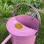 Pair Of Peony Pink And Chrome Trim Watering Cans, thumbnail 8 of 11