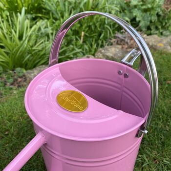 Pair Of Peony Pink And Chrome Trim Watering Cans, 8 of 11