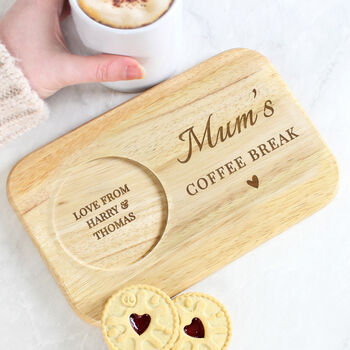 Personalised Heart Wooden Tea And Biscuit Coaster Tray, 8 of 8