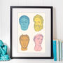 Ancient Male Portraits Illustrative Art Print, thumbnail 1 of 5