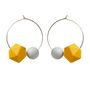 Geometric Mustard And Grey Hoop Earrings, thumbnail 1 of 7