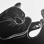 Cat Nap Black And White Linocut Art Print, thumbnail 7 of 7