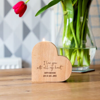 Personalised I Love You With All My Heart Candle Holder Gift, 3 of 4