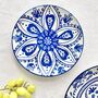 Set Of Four Blue And White Small Patterned Plates, thumbnail 1 of 2