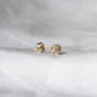 9ct Solid Gold Rosa Triad Stone Dainty Stud Earring, thumbnail 1 of 6
