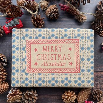 Christmas Personalised Name Paper Fibre Manilla Kraft Wrapping Paper, 4 of 5