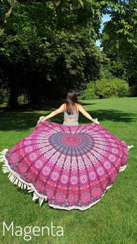 Large Round Boho Mandala Picnic Blanket, 5 of 9
