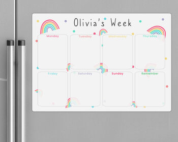 Kids Rainbow Personalised Weekly Planner Whiteboard, 4 of 5