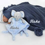 Personalised Elephant Comforter And Cable Blanket Steel, thumbnail 1 of 9