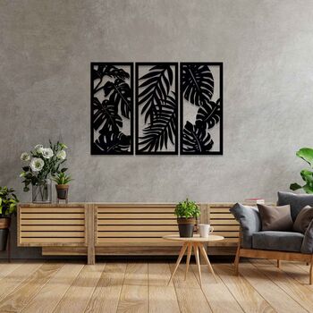Wooden Framed Leaves Tropical Wall Art Decor, 3 of 9