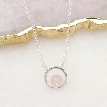 Sterling Silver And Rose Quartz Hoop Necklace, 2 of 7