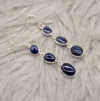 Blue Sapphire Drop Silver Earrings, 8 of 8