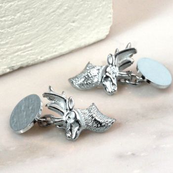 Personalised Sterling Silver Stag Cufflinks, 6 of 6