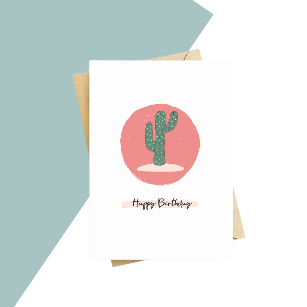 Spotlight Cactus Happy Birthday Greeting Card, 1 of 5