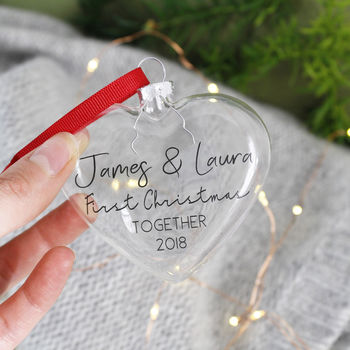 Couples First Christmas Heart Bauble, 2 of 4