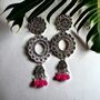 Indian Boho Oxidised Drop Ethnic Jhumkis Earrings, thumbnail 11 of 12