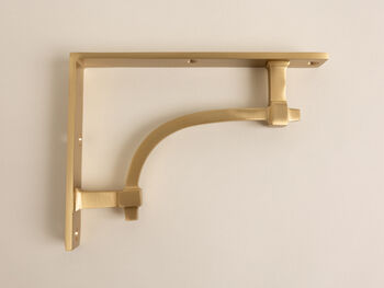 Satin Brass Industrial Style Solid Brass Shelf Brackets, 6 of 8
