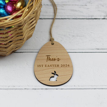 My First Easter Personalised Wooden Decoration Tag, 3 of 3