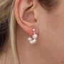 Silver Pearl Hoop Beaded Earrings, thumbnail 3 of 5