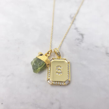 18ct Gold Plated Initial And Birthstone Charm Necklace, 3 of 7