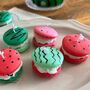 Personalised Gift Box Five Watermelon Macaron Candles With Greeting Card, thumbnail 4 of 4