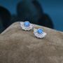 Blue Opal Fan Stud Earrings In Sterling Silver, thumbnail 3 of 11