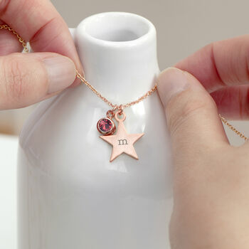 Personalised Rose Gold Star Birthstone Crystal Necklace, 2 of 12