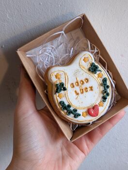 Hand Iced Personalised Be Lucky Horseshoe Biscuit Gift, 3 of 5