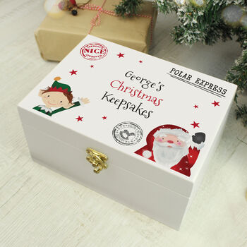 Personalised Small White Wooden Christmas Eve Box, 2 of 6