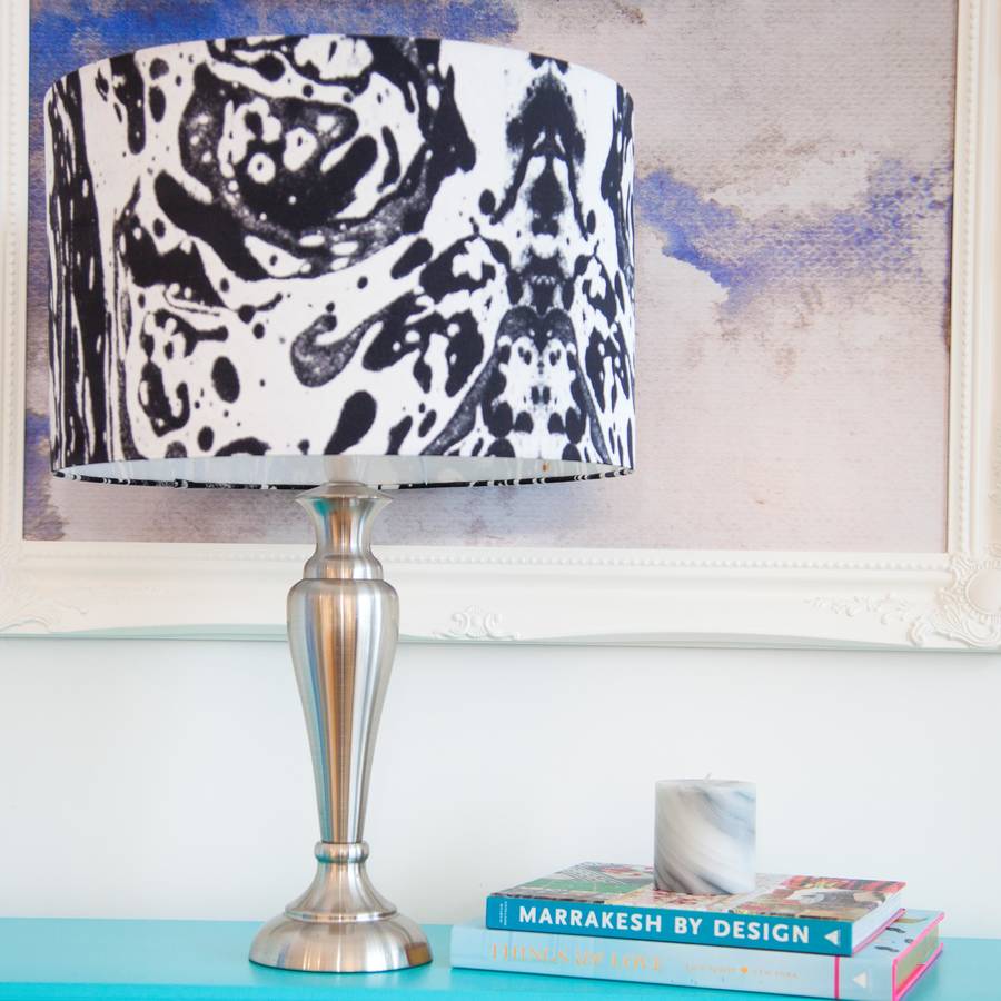 Marble Silk Drum Lampshade By Penelope Hope Notonthehighstreet Com Mono Marble Silk Drum Lampshade