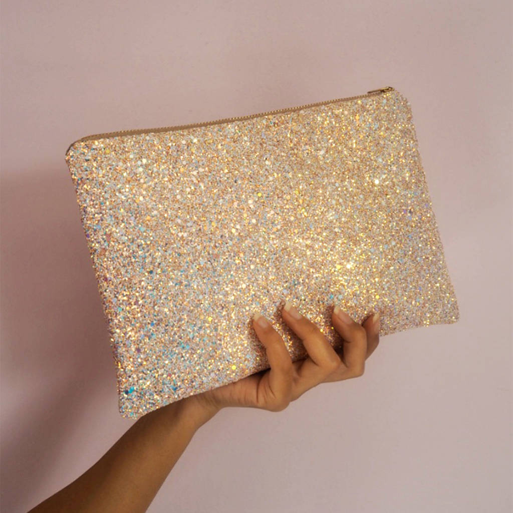 sparkly glitter clutch bag by suki sabur designs