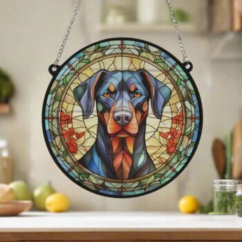 Doberman Stained Glass Effect Suncatcher, 5 of 5