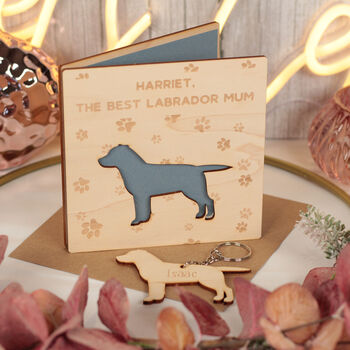 Dog Breed Wooden Birthday Card With Keyring, 3 of 6