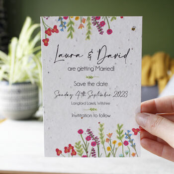 Wildflower Recycled Paper Plantable Wedding Invitations, 11 of 12