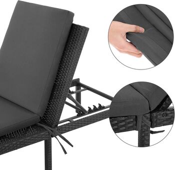 Reclining Sun Lounger With Cushioned Mattress, 4 of 8