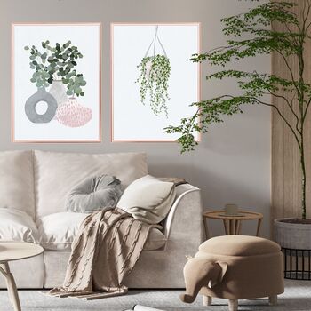 Set Of Two Japandi House Plants Scandi Wall Art Prints, 2 of 5