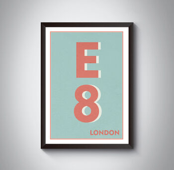 E8 Hackney Dalston London Typography Postcode Print, 7 of 11
