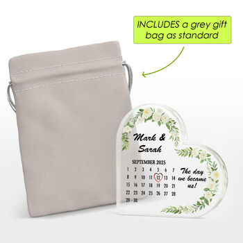 Personalised Wedding Calendar Acrylic Heart Plaque With Name, 12 of 12