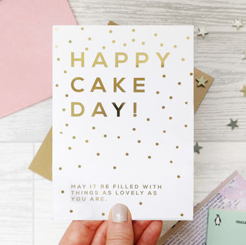 Birthday 'Happy Cake Day' Gold Foil Card, 2 of 2
