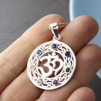 Sterling Silver Om And Chakra Necklace, 3 of 6