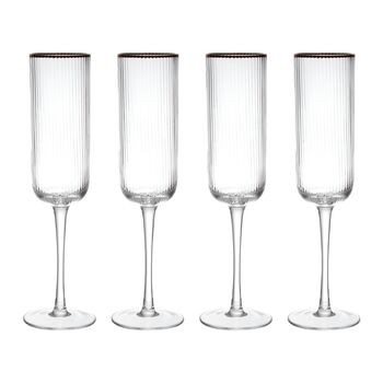 Set Of Four Ridged Champagne Flutes, 3 of 4