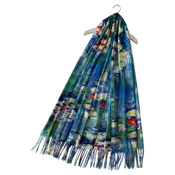 Water Lilies By Monet Winter Wool Mix Scarf, 2 of 6