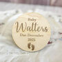 Personalised Wooden Baby Due Announcement Disc, thumbnail 2 of 6