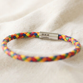 Personalised Slim Rainbow Braided Leather Bracelet, 5 of 11